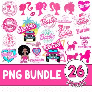 Instant Download, Bundle Come On Babe Let's Go Party PNG, Barbie Doll Clipart, Barbie PNG Bundle, Birthday Party, Sublimation Designs