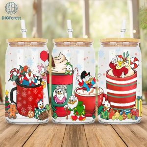 Disney Duck Tales Christmas Light 16oz Glass Can | 16oz Libbey Can Glass | Christmas Tumbler Wrap | Full Glass Can Wrap | PNG Instant Download