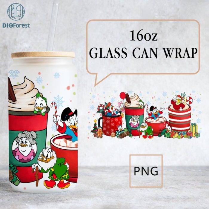 Disney Duck Tales Christmas Light 16oz Glass Can | 16oz Libbey Can Glass | Christmas Tumbler Wrap | Full Glass Can Wrap | PNG Instant Download