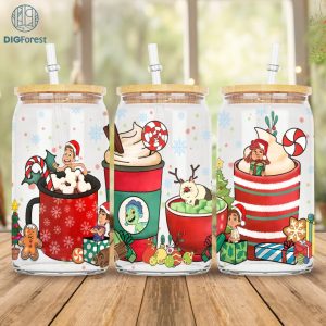 Lucas Out Christmas Coffee Drink Glass Can 16oz | Winter Coffee Cup | Iced Coffee Christmas Can | Custom Coffee Glass Can | Christmas Coffee