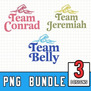 Cousins Beach Bundle 3 PNGs, Shirt Design Instant Download, Team Conrad - Team Jeremiah - Team Belly Shirt Designs, Cousin Beach Carolina