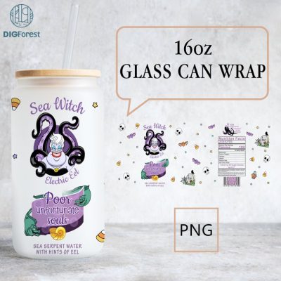 Disney Ursula Villains 16oz Glass Can Wrap, Ursula 16 oz Libbey Glass Can Wrap, Little Mermaid Coffee Cup Png, Villains Sublimation Png Download Disney Ursula Villains 16oz Glass Can Wrap, Ursula 16 oz Libbey Glass Can Wrap, Little Mermaid Coffee Cup Png, Villains Sublimation Png Download