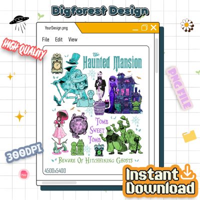 Vintage The Haunted Mansion PNG – Retro Haunted Mansion PNG, Hitchhiking Ghosts PNG, Leota Halloween PNG