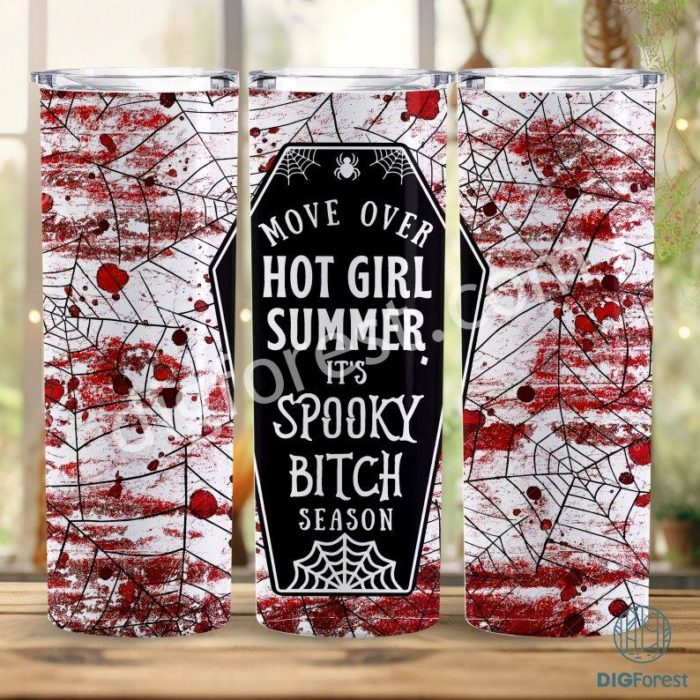 Halloween Horror Tumbler Wrap 20 oz Skinny Sublimation Spooky Bitch Season Digital Design Download