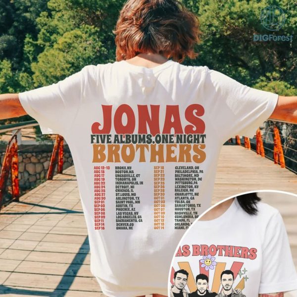 Jonas Brothers Tour 2023 Shirt | Jonas Brothers PNG Sublimation | Nick Joe Kevin Jonas Png | Joe Jonas PNG | Jonas Five Albums One Night Tour