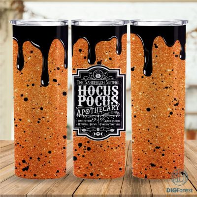 Hocus Pocus Halloween Tumbler Sublimation, Sanderson Sisters Tumbler PNG, 20 oz Skinny Tumbler Template, Full Tumbler Wrap Halloween Designs