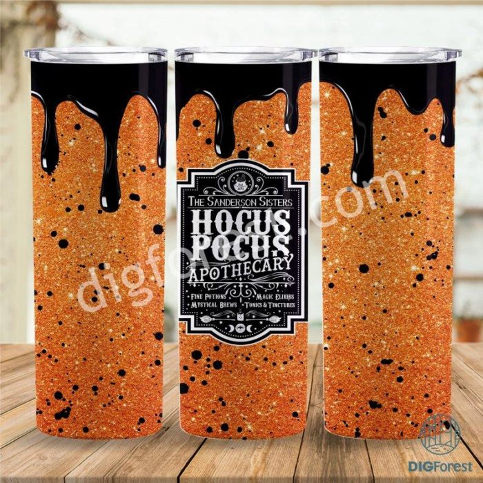 Hocus Pocus Halloween Tumbler Sublimation, Sanderson Sisters Tumbler PNG, 20 oz Skinny Tumbler Template, Full Tumbler Wrap Halloween Designs