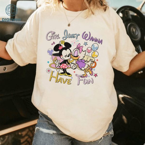 Disney Retro Minnie Daisy Summer Png | Girls Just Wanna Have Fun Shirt | Disneyland Png | Disneyland Girl Trip 2023 | Minnie Daisy Besties Shirt
