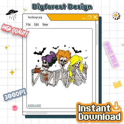Hocus Pocus Skeleton Halloween PNG – A Bunch of Hocus Pocus PNG, Sanderson Sisters PNG, Horror Halloween PNG