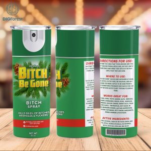 Bitch Be Gone Pineal Tumbler Png - Funny 20 oz Skinny Tumbler Wrap Design Sublimation PNG Designs Straight Tumbler ONLY Instant Download