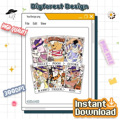 Disney Pooh Bears Halloween Tarot PNG – Pooh Head PNG, Disneyland Halloween PNG, Pooh & Friends Halloween PNG