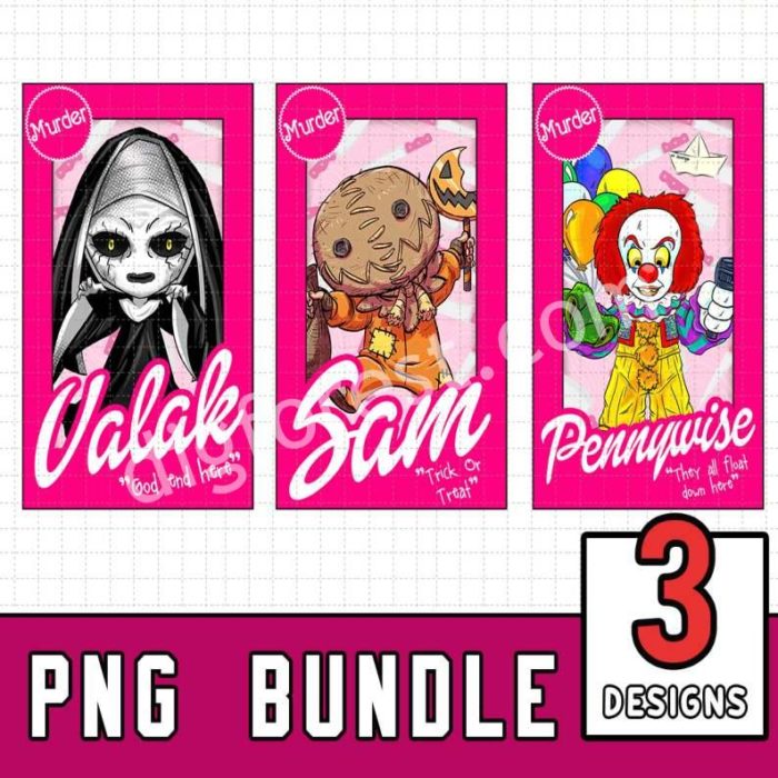 Set 3 Horror Dolls PNG Set - Horror Characters Shirt- Horror Characters Bundle - Baby doll PNG - Valak Sam PennyWise