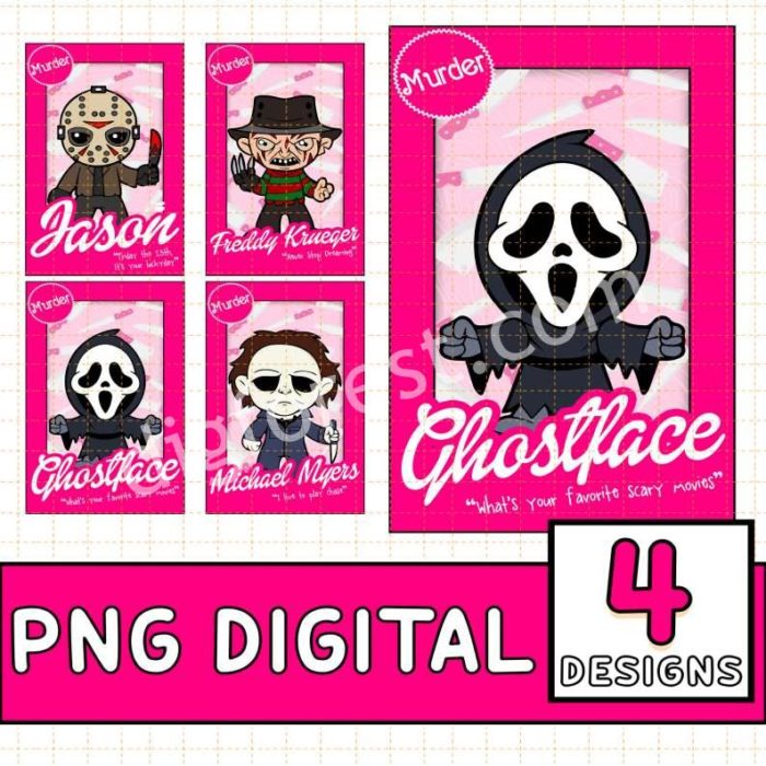 Horror Dolls PNG Set 4- Horror Characters Shirt- Horror Characters Bundle - Baby doll PNG - Freddy Krueger Jason Michael Ghostface