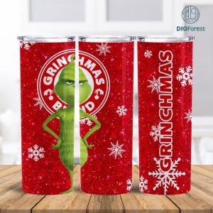 Grinch Face Christmas Tumbler Wrap PNG 20oz Skinny Tumbler, Grinch Xmas Png, Instant Download