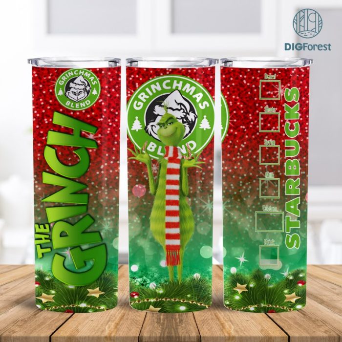 The Grinch Christmas Tumbler Wrap PNG 20oz, Grinchmas Blend File Digital Download, Instant Download