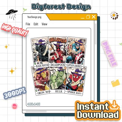 Superhero Avengers Tarot Card Halloween PNG – Avengers Assemble PNG, Spiderman Halloween 2025 PNG