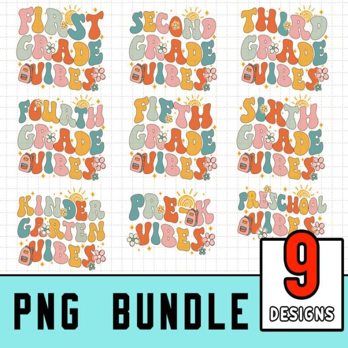 3Rd Grade | School Kids Png Bundle | Funny Teacher | Retro Back To School Png Bundle | Teacher Png | Back To School Png Bundle