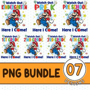Super Mario Back To School Png File | First Day Of School Png | Level Up Png | Level Up School Png Super Mario 2023 Back To School Gift