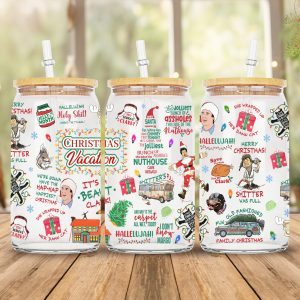 16 oz Libbey Glass Can Wrap National Lampoons Christmas Vacation Png, 16oz Glass Can Sublimation Png, Christmas Coffee Glass Wrap Png File