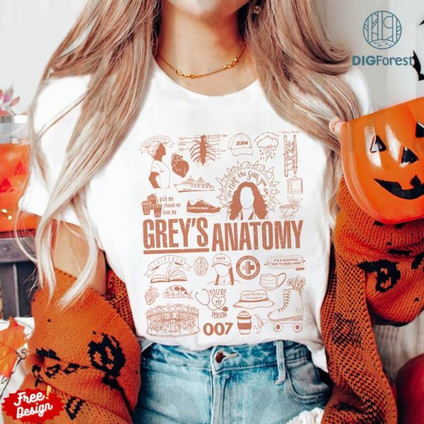 Vintage Grey's Anatomy Png, Grey's Anatomy Movie Shirt, Grey's Anatomy Doodle Art Design, Grey's Anatomy Fan Gift, Digital Download