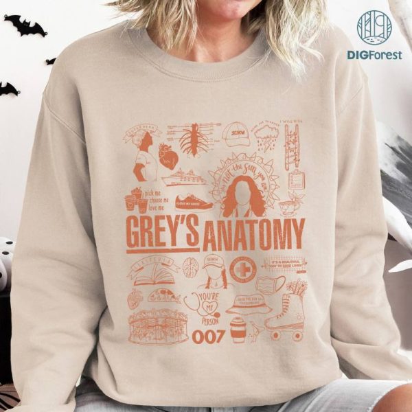 Vintage Grey's Anatomy Png, Grey's Anatomy Movie Shirt, Grey's Anatomy Doodle Art Design, Grey's Anatomy Fan Gift, Digital Download