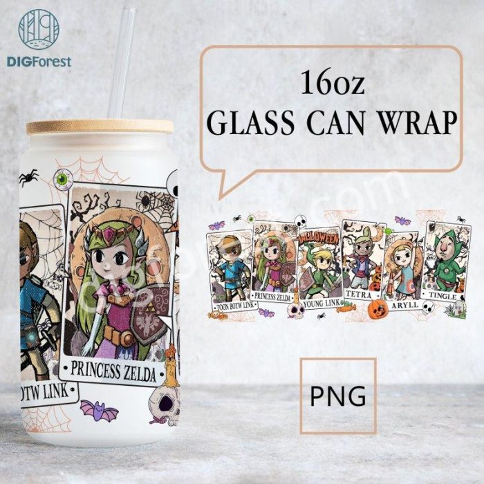 Legend Zelda 16Oz Glass Can Png | Zelda Korok Png | Tears of the Kingdom Png | Hyrule Kingdom 16Oz Libbey Glass Can Wrap | Hyrule Botanica - Image 2