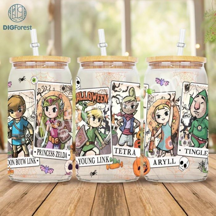 Legend Zelda 16Oz Glass Can Png | Zelda Korok Png | Tears of the Kingdom Png | Hyrule Kingdom 16Oz Libbey Glass Can Wrap | Hyrule Botanica