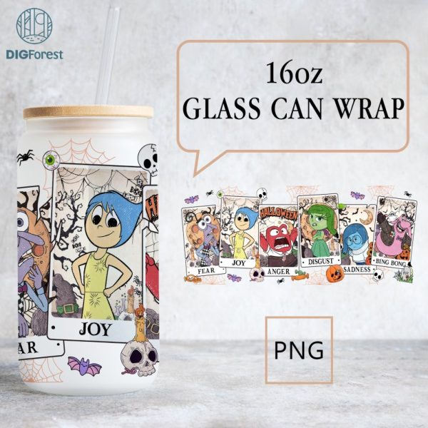 Disney Inside Out Glass Can Png |16oz Glass Can Wrap Digital Download | 16oz Iced Coffee Cup Png | Inside out PNG | Inside out Sublimation PNG