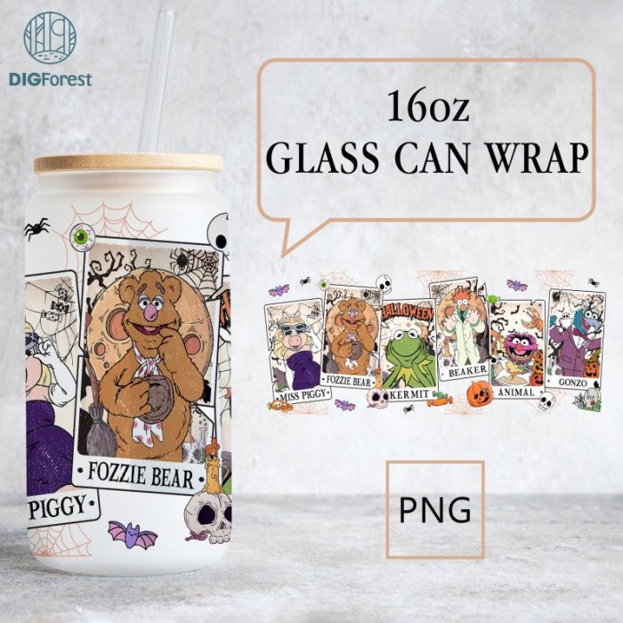 Disney The Muppets 16oz Libbey Glass Can Wrap Png, The Muppet Shöw Png, 16oz Glass Can Wrap, Kermit The Frog Animal Piggy, Glass Can Digital Files