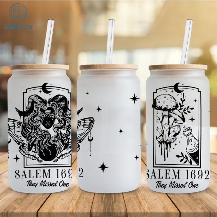 Salem Massachusetts Libbey Can Wrap | Salem 1692 Png | Salem Witch Trials | 1692 They Missed One PNG | 16oz Glass Can Wrap