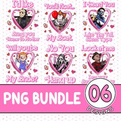 Horror Movie Halloween Bundle, Horror Characters Scary Heart Png, Scream Scary Movie Png, Spooky Season, Halloween Group Png, Digital Download