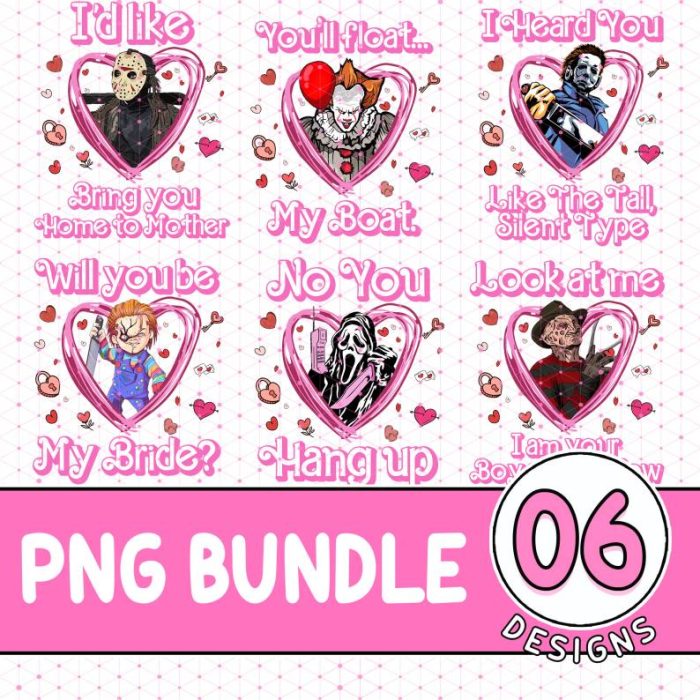 Horror Movie Halloween Bundle, Horror Characters Scary Heart Png, Scream Scary Movie Png, Spooky Season, Halloween Group Png, Digital Download