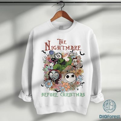Nightmare Before Christmas Floral PNG – Jack & Sally, Oogie Boogie, Trick or Treat Halloween Party Shirt PNG