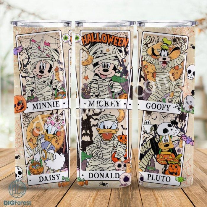 Disney 20oz Tumbler PNG Wrap, Mickey and Friends Tarot Card Halloween Tumbler Png, Halloween Tumbler Sublimation, Halloween Mickey PNG