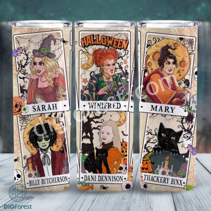 Hocus Pocus Halloween 20oz Tumbler PNG Wrap, Hocus Pocus Tarot Card PNG, Sanderson Sisters Png, Witches Png, Halloween Sublimation