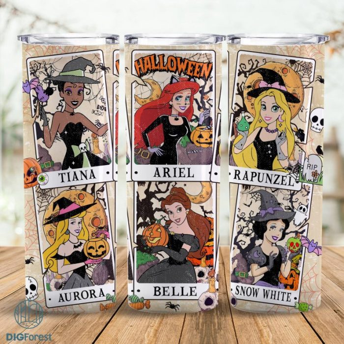 Disney Princess Movie Characters 20oz Skinny Tumbler Wrap | Retro Halloween Princess Sublimation | Magic Kingdom Princess Tumbler Sublimation