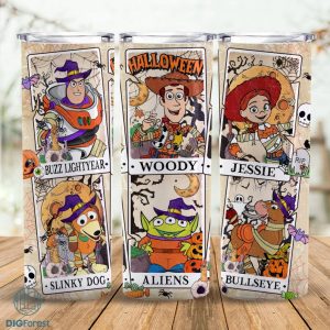 Disney Toy Story Halloween 20Oz Thin Straight Tumbler Wrap | Halloween Toy Story Tarot Card Tumbler | Toy Story Spooky PNG | Instant Download