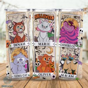 Disney Cats Tarot Card Halloween Tumbler Png, Cats Halloween Png, Halloween Tarot Card Tumbler, Sublimation Png