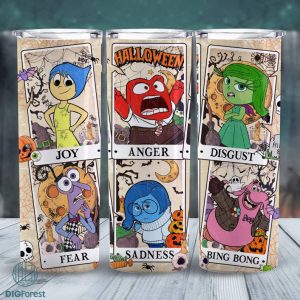 Disney Inside Out Tarot Card Halloween Tumbler Png, Inside Out Halloween Png, Halloween Tarot Card Tumbler, Sublimation Png