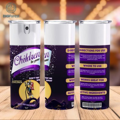 Disney Nightmare Before Christmas Bitch Spray 20 Oz Skinny Tumbler Witch Design, Instant Digital Download, Halloween Tumbler Wrap Children Be Gone