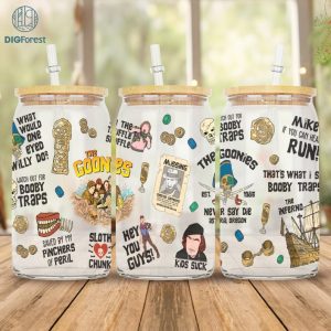 The Goonies Tumbler Png | The Goonies 20 oz Skinny Tumbler Wrap | Chunk Mikey Brand Walsh | The Goonies Retro Movie Horror Island Png