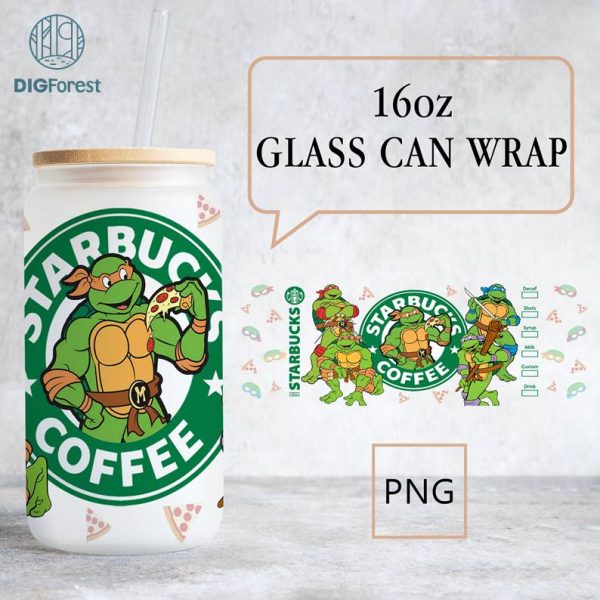 Ninja Tumbler Wrap Sublimation, Turtles Glass Wrap Png, Ninja Digital Design Png, Ninja 16Oz Libbey Glass Can Wrap, TMNT Glass Can PNG