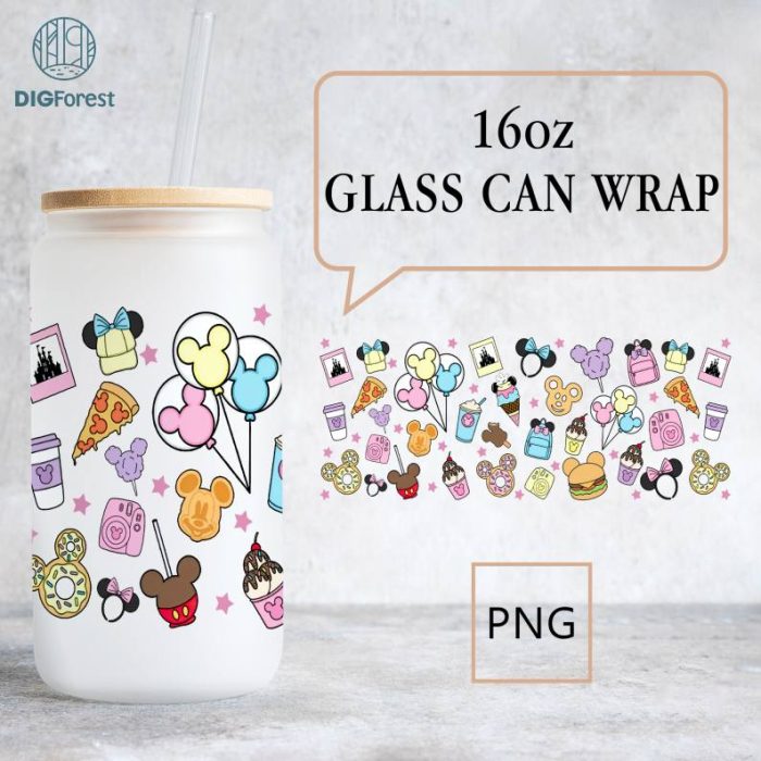 Disney 16oz libbey can Cartoon PNG, 16oz Glass Can Wrap, 16oz Libbey Can Glass, Catoon kids Tumbler Wrap, Full Glass Can Wrap