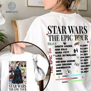 Vintage Starwars The Epic Tour Two-sided Png | Retro Galaxy's Edge Characters Concert Music Shirt | Darth Vader Baby Yoda Family Matching | Instant Download