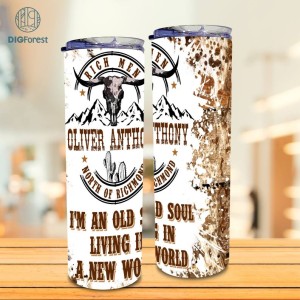 Living In A New World With An Old Soul Skinny Tumbler Wrap | Rich Men North Of Richmond 20OZ Tumbler | Oliver Anthony PNG | Patriotic PNG