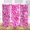 Digital Pink Glitter Dollar Bill 20oz Tumbler Wrap Png, 20oz Straight Skinny Tumbler Png, Pink Money, Digital 20oz Hundred Dollar Bills