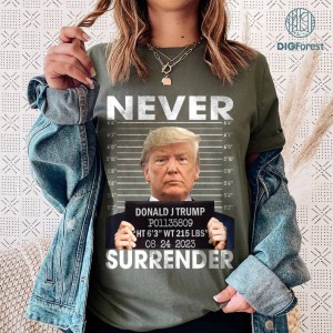 Trump Never Surrender Png, The Georgia Trump Not Guity Mugshot Png, Trump Mugshot Shirt, Trump Georgia, Pro Trump Not Guilty, Digital Download
