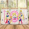 Sailor Moon Glass Can Wrap Png | Cartoon Japanese Anime TV Coffee House | 16oz Glass Can | Frosted Libbey Glass With Glass Straw