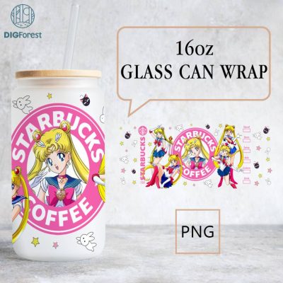 Sailor Moon Glass Can Wrap Png | Cartoon Japanese Anime TV Coffee House | 16oz Glass Can | Frosted Libbey Glass With Glass Straw Sailor Moon Glass Can Wrap Png | Cartoon Japanese Anime TV Coffee House | 16oz Glass Can | Frosted Libbey Glass With Glass Straw