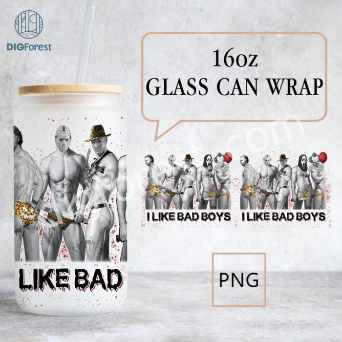 Sexy Horror Boys Glass Can Wrap Png, Killer 16Oz Glass Can Sublimation Design, Horror Killer Glass Wrap, Halloween Horror, Instant Download